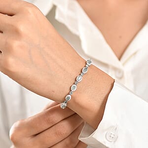 D'Joy Narsipatnam Alexandrite and Moissanite 7.20 ctw Imperial Eclipse Bracelet in Rhodium Over Sterling Silver (7.25 In)