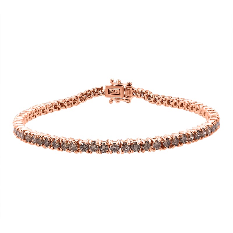 D'Joy Natural Champagne Diamond 5.00 ctw Tennis Bracelet in 18K Vermeil Rose Gold Over Sterling Silver (6.50 In)