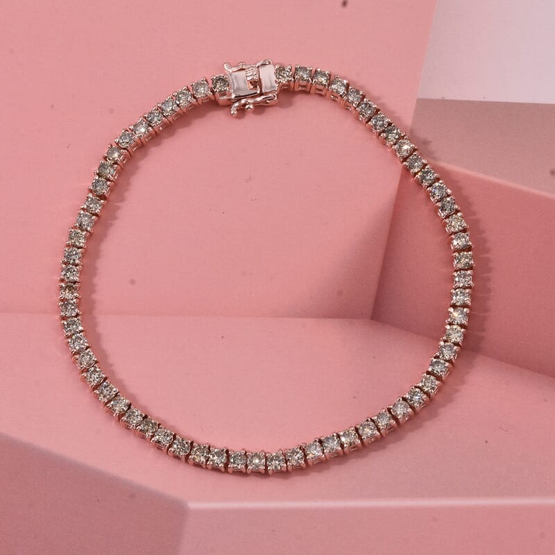 D'Joy Natural Champagne Diamond 5.00 ctw Tennis Bracelet in 18K Vermeil Rose Gold Over Sterling Silver (6.50 In)