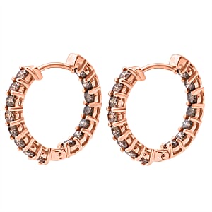 D'Joy Natural Champagne Diamond 2.00 ctw Hoop Earrings in 18K Vermeil Rose Gold Over Sterling Silver