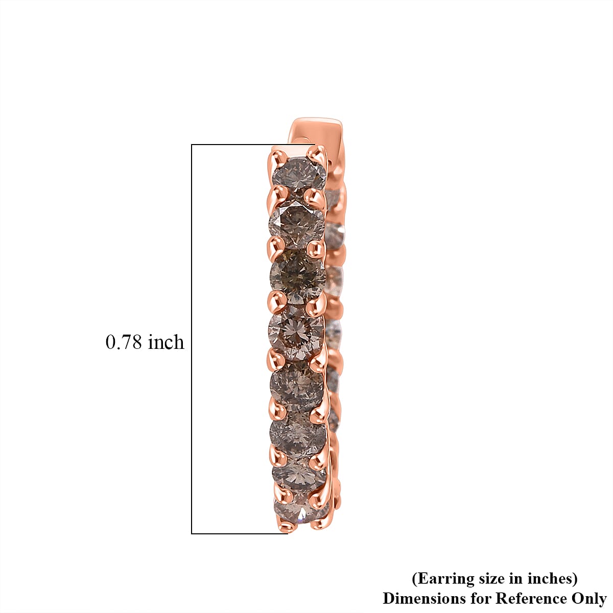 D'Joy Natural Champagne Diamond 2.00 ctw Hoop Earrings in 18K Vermeil Rose Gold Over Sterling Silver