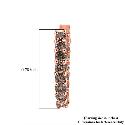 D'Joy Natural Champagne Diamond 2.00 ctw Hoop Earrings in 18K Vermeil Rose Gold Over Sterling Silver