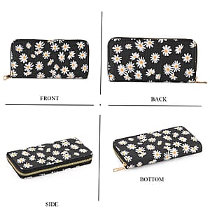 La Marey Black Daisy Print 3pcs Wallet Gifts Set - Crossbody Bag, Wallet and Card Holder
