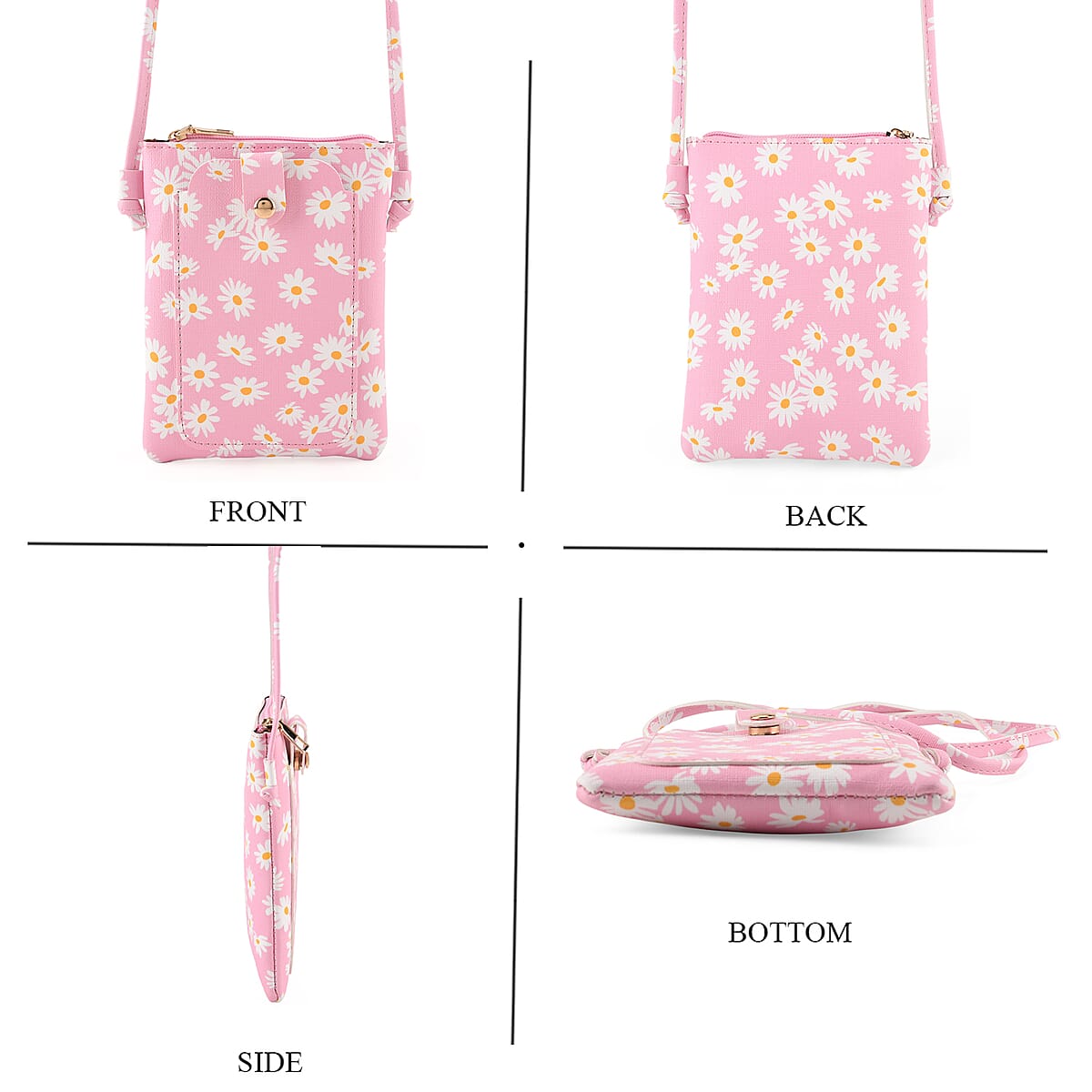 La Marey Pink Daisy Print 3pcs Wallet Gifts Set - Crossbody Bag, Wallet and Card Holder image number 1