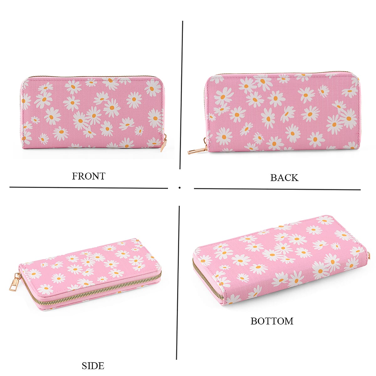 La Marey Pink Daisy Print 3pcs Wallet Gifts Set - Crossbody Bag, Wallet and Card Holder image number 3