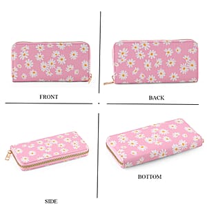 La Marey Pink Daisy Print 3pcs Wallet Gifts Set - Crossbody Bag, Wallet and Card Holder
