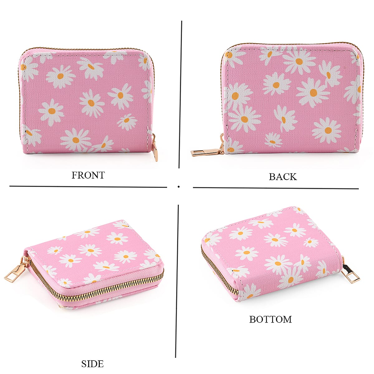 La Marey Pink Daisy Print 3pcs Wallet Gifts Set - Crossbody Bag, Wallet and Card Holder image number 5