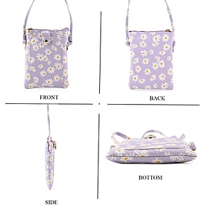 La Marey Purple Daisy Print 3pcs Wallet Gifts Set - Crossbody Bag, Wallet and Card Holder