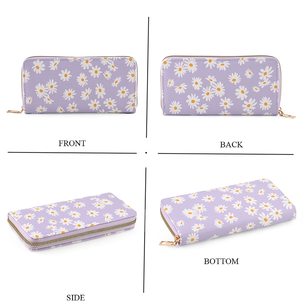 La Marey Purple Daisy Print 3pcs Wallet Gifts Set - Crossbody Bag, Wallet and Card Holder image number 3