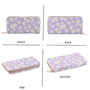 La Marey Purple Daisy Print 3pcs Wallet Gifts Set - Crossbody Bag, Wallet and Card Holder