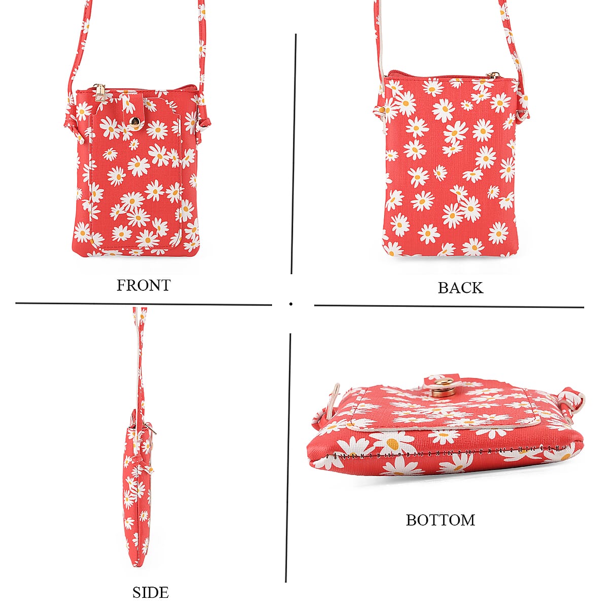 La Marey Red Daisy Print 3pcs Wallet Gifts Set - Crossbody Bag, Wallet and Card Holder image number 1