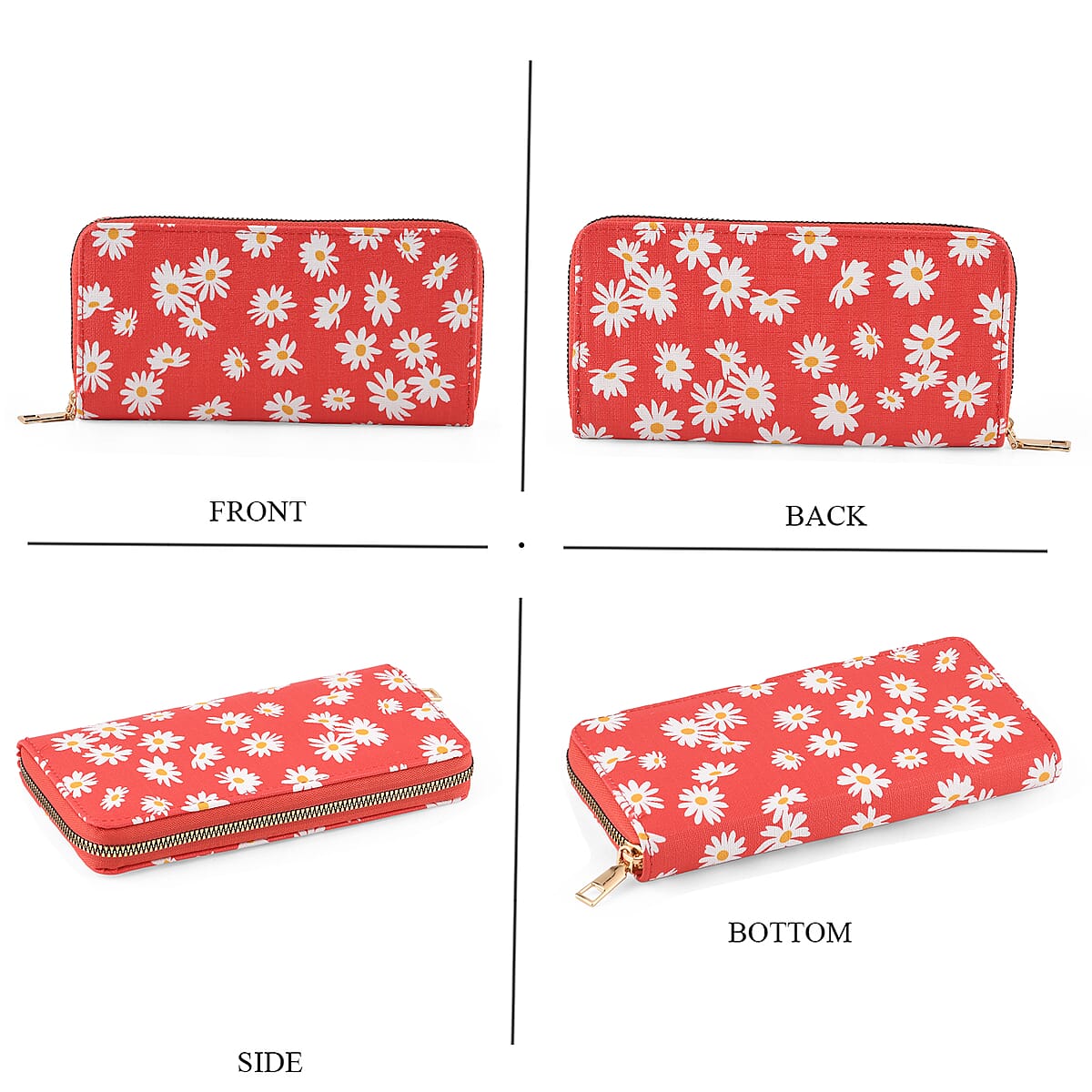 La Marey Red Daisy Print 3pcs Wallet Gifts Set - Crossbody Bag, Wallet and Card Holder image number 3