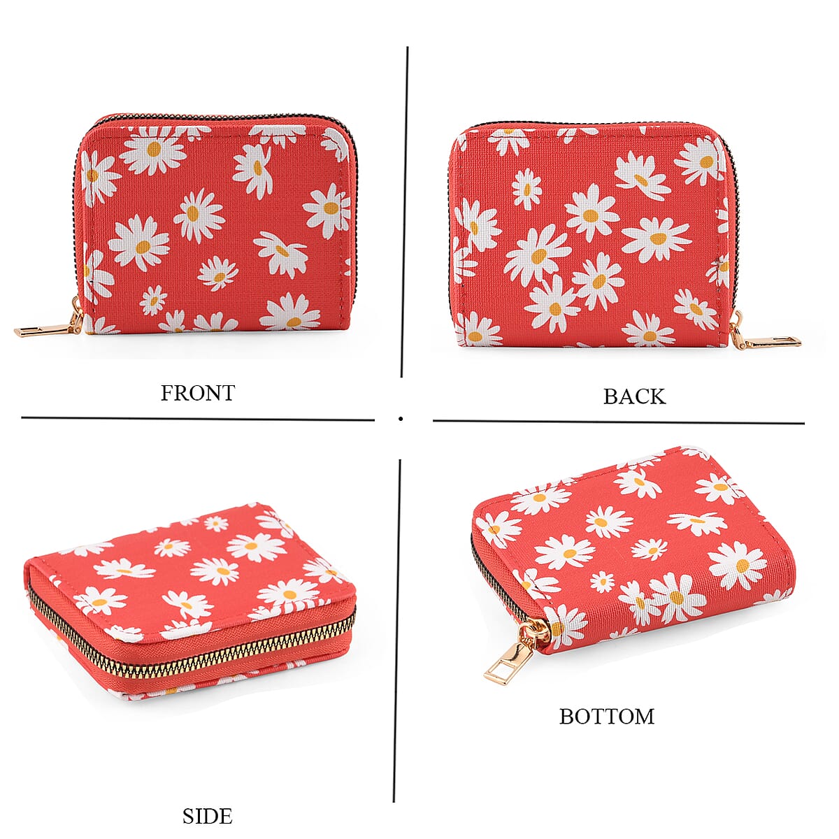 La Marey Red Daisy Print 3pcs Wallet Gifts Set - Crossbody Bag, Wallet and Card Holder image number 5