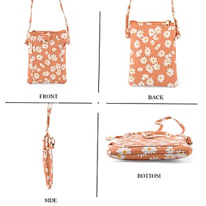 La Marey Orange Daisy Print 3pcs Wallet Gifts Set - Crossbody Bag, Wallet and Card Holder