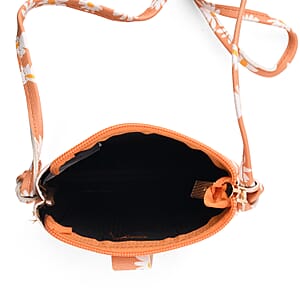 La Marey Orange Daisy Print 3pcs Wallet Gifts Set - Crossbody Bag, Wallet and Card Holder