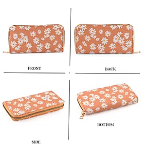 La Marey Orange Daisy Print 3pcs Wallet Gifts Set - Crossbody Bag, Wallet and Card Holder