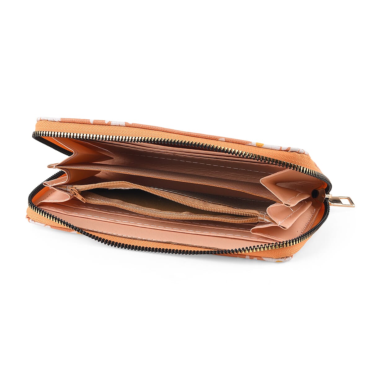 La Marey Orange Daisy Print 3pcs Wallet Gifts Set - Crossbody Bag, Wallet and Card Holder image number 4