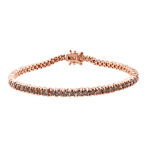 D'Joy Natural Champagne Diamond 5.00 ctw Tennis Bracelet in 18K Vermeil Rose Gold Over Sterling Silver (8.00 In)
