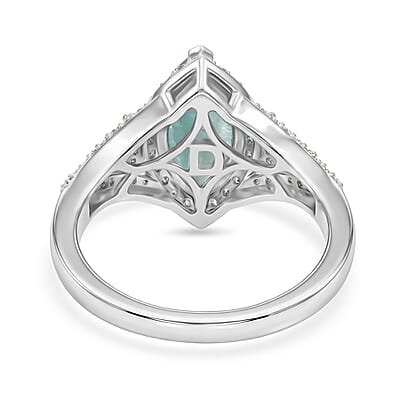 D'Joy Premium Grandidierite and Moissanite 2.15 ctw Majestic Marquise Ring in Rhodium Over Sterling Silver (Size 6.0)