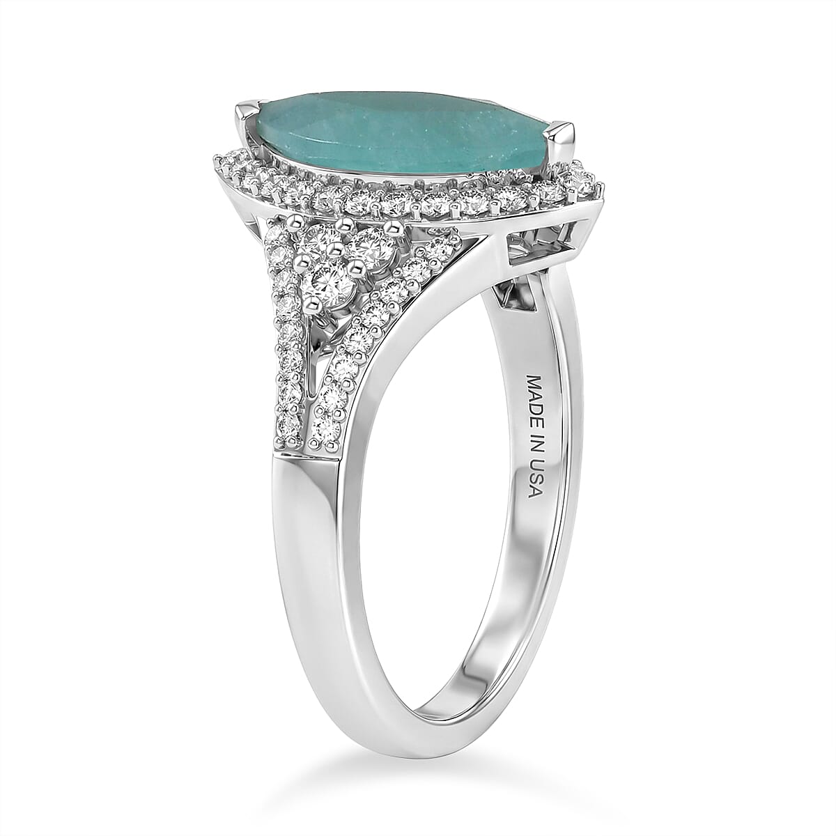 D'Joy Premium Grandidierite and Moissanite 2.15 ctw Majestic Marquise Ring in Rhodium Over Sterling Silver (Size 7.0) image number 3