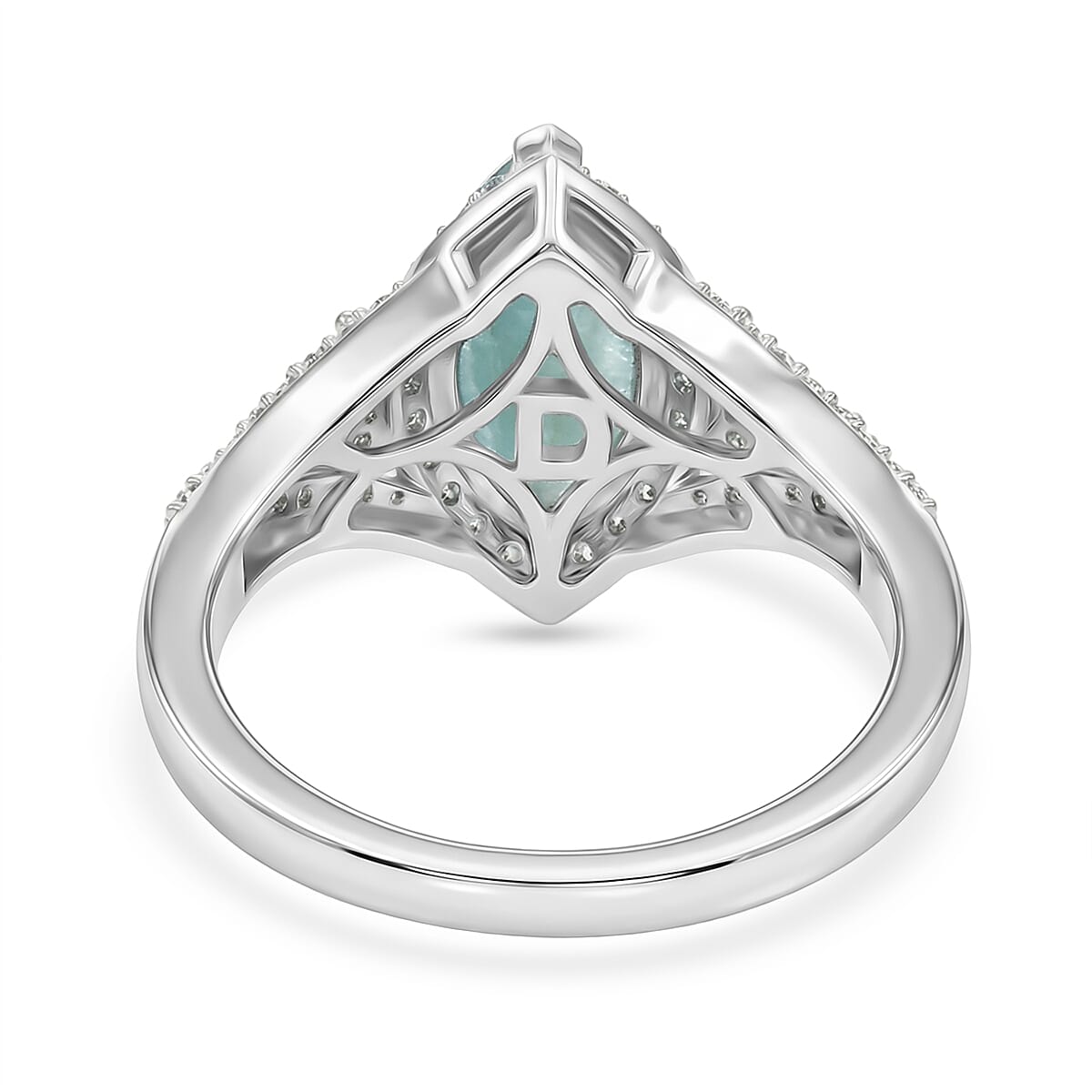 D'Joy Premium Grandidierite and Moissanite 2.15 ctw Majestic Marquise Ring in Rhodium Over Sterling Silver (Size 7.0) image number 4
