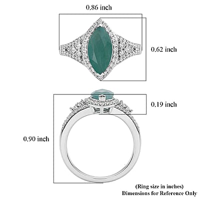 D'Joy Premium Grandidierite and Moissanite 2.15 ctw Majestic Marquise Ring in Rhodium Over Sterling Silver (Size 7.0)