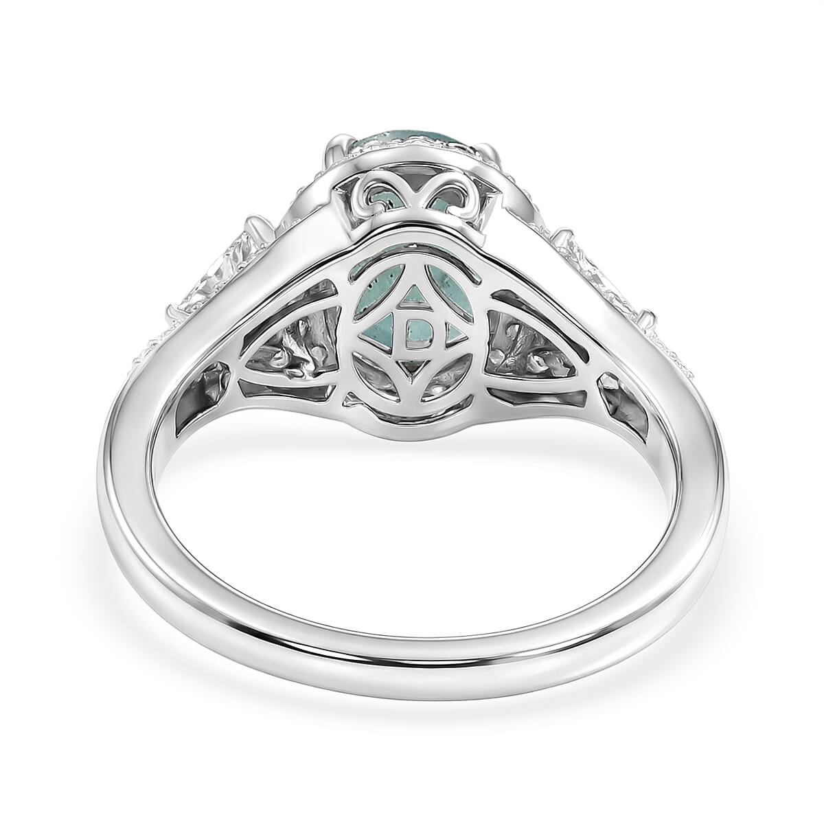 D'Joy Premium Grandidierite and Moissanite 2.60 ctw Crowned Light Ring in Rhodium Over Sterling Silver (Size 10.0) image number 4