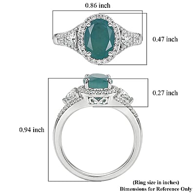 D'Joy Premium Grandidierite and Moissanite 2.60 ctw Crowned Light Ring in Rhodium Over Sterling Silver (Size 7.0)