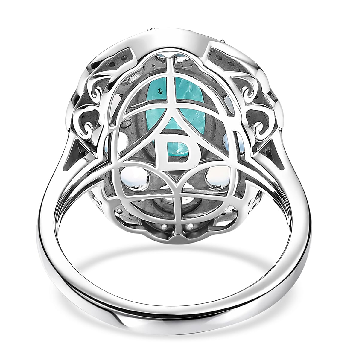 D'Joy Premium Grandidierite and Multi Gemstone 3.60 ctw Ring in Rhodium Over Sterling Silver (Size 7.0) image number 4