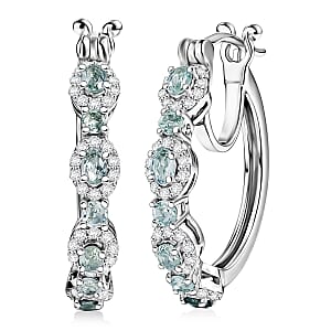 D'Joy Narsipatnam Alexandrite and Moissanite 1.30 ctw Imperial Eclipse Earrings in Rhodium Over Sterling Silver