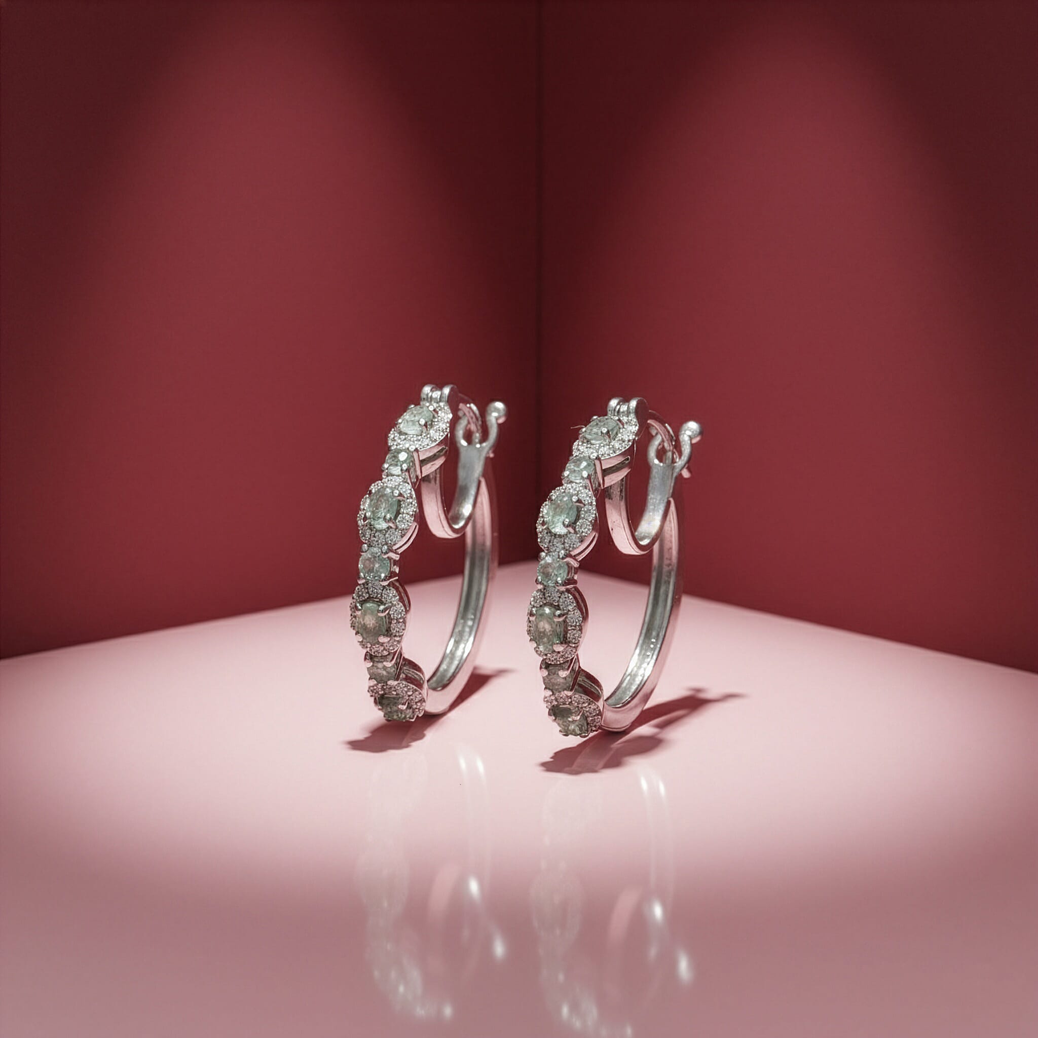 D'Joy Narsipatnam Alexandrite and Moissanite 1.30 ctw Imperial Eclipse Earrings in Rhodium Over Sterling Silver