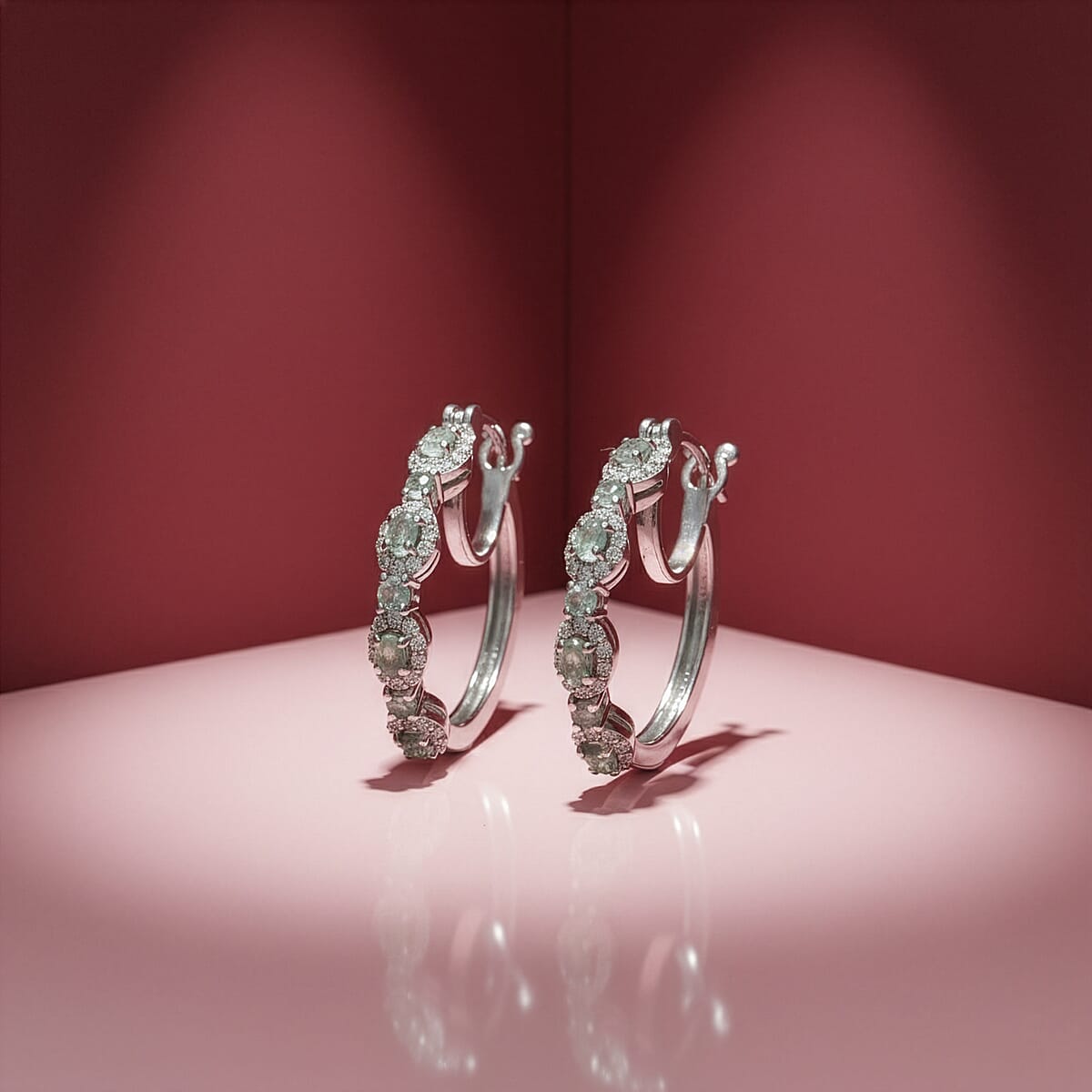 D'Joy Narsipatnam Alexandrite and Moissanite 1.30 ctw Imperial Eclipse Earrings in Rhodium Over Sterling Silver image number 1