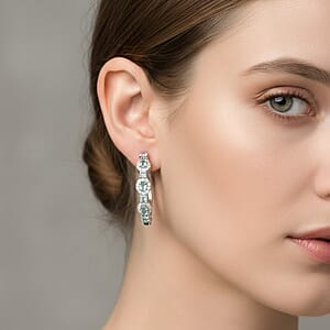 D'Joy Narsipatnam Alexandrite and Moissanite 1.30 ctw Imperial Eclipse Earrings in Rhodium Over Sterling Silver