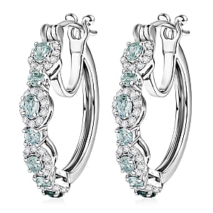 D'Joy Narsipatnam Alexandrite and Moissanite 1.30 ctw Imperial Eclipse Earrings in Rhodium Over Sterling Silver