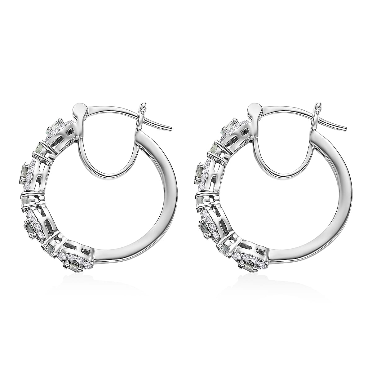 D'Joy Narsipatnam Alexandrite and Moissanite 1.30 ctw Imperial Eclipse Earrings in Rhodium Over Sterling Silver image number 4