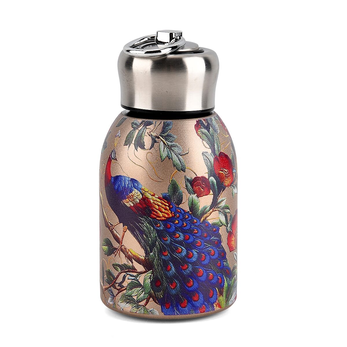 Livmore Peacock Pattern 260ml Double Wall Stainless Steel Water Bottle image number 4