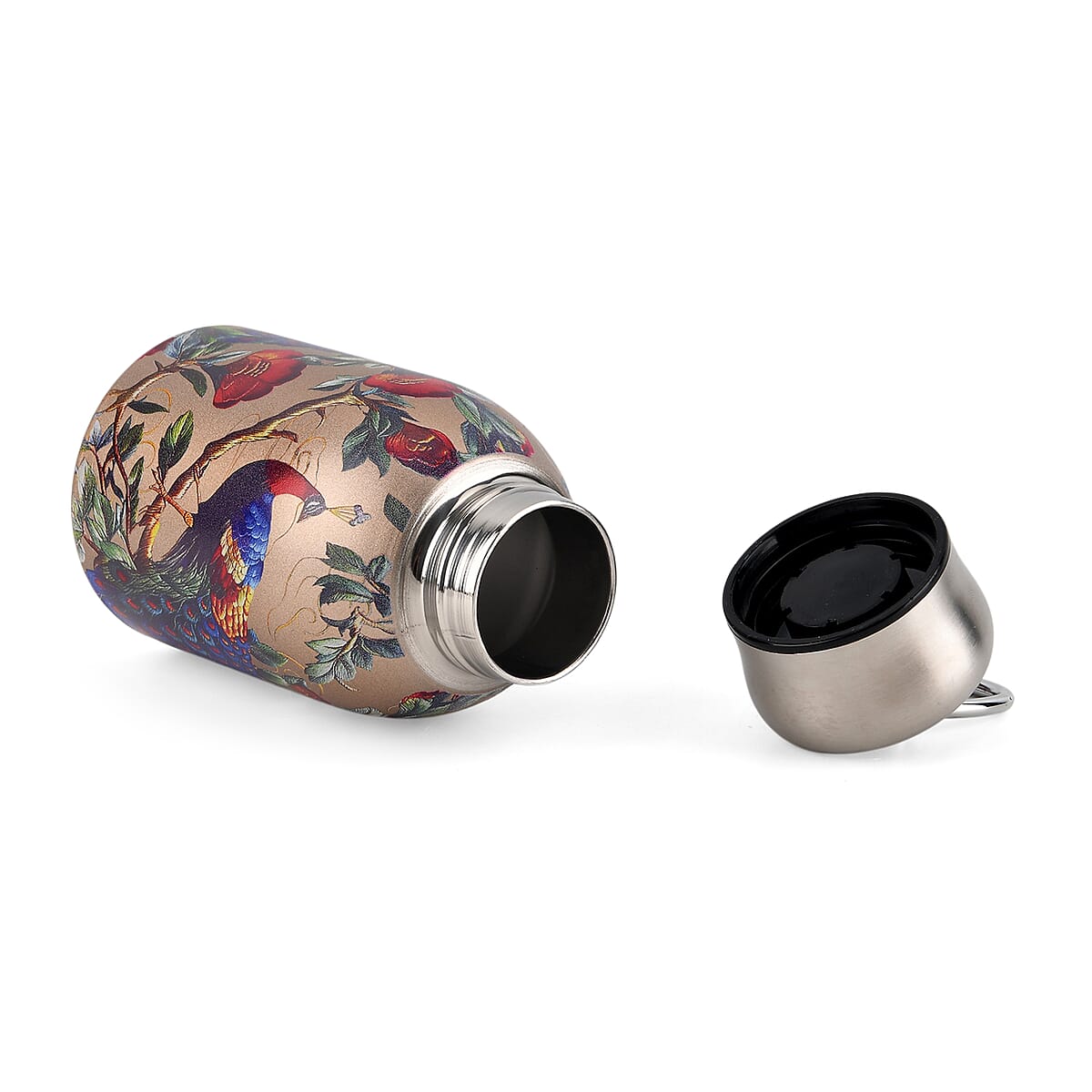 Livmore Peacock Pattern 260ml Double Wall Stainless Steel Water Bottle image number 5