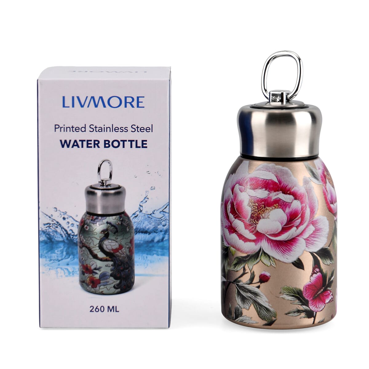 Livmore Flower Pattern 260ml Double Wall Stainless Steel Water Bottle image number 7