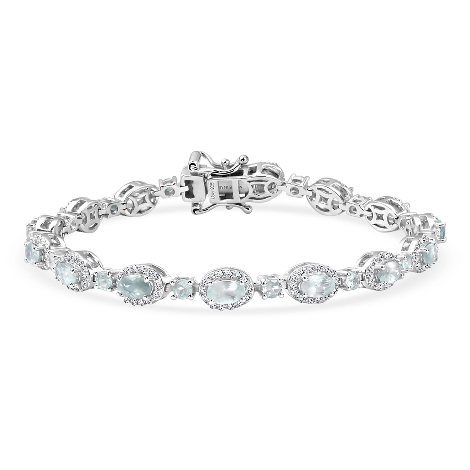 D'Joy Narsipatnam Alexandrite, Moissanite Bracelet in Rhodium Over Sterling Silver (7.25 In) 7.20 ctw