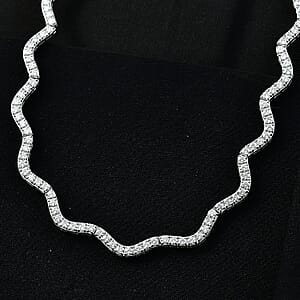D'Joy Moissanite 16.35 ctw Necklace in Rhodium Over Sterling Silver 18 Inches 