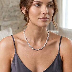 D'Joy Moissanite 16.35 ctw Necklace in Rhodium Over Sterling Silver 18 Inches 