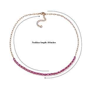 EverTrue Lab Created Pink Sapphire Necklace (18 Inches) in 18K RG Plated 15.50 ctw