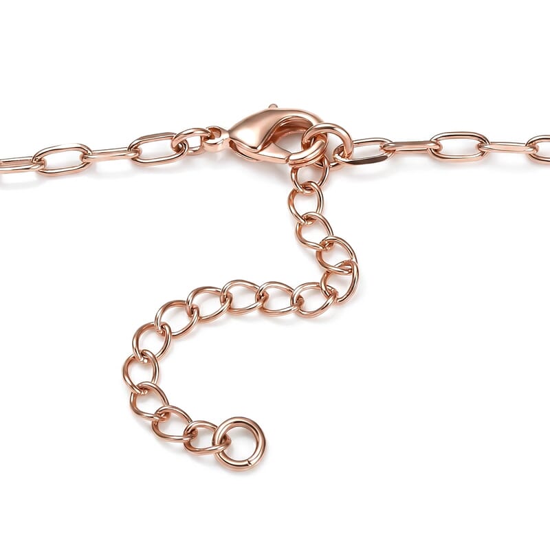 EverTrue Lab Created Pink Sapphire 15.50 ctw Linear Necklace in 18K RG Plated 18-20 Inches