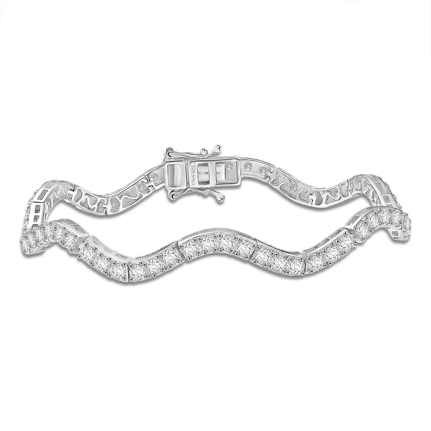 D'Joy Moissanite 6.40 ctw Bracelet in Rhodium Over Sterling Silver (7.25 In)
