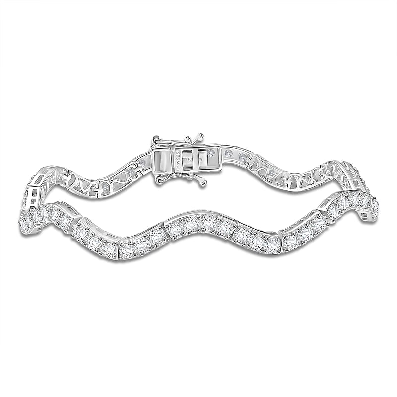 D'Joy Moissanite 6.40 ctw Bracelet in Rhodium Over Sterling Silver (7.25 In)