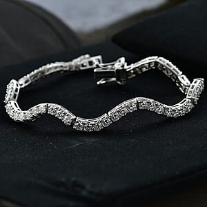 D'Joy Moissanite 6.40 ctw Bracelet in Rhodium Over Sterling Silver (7.25 In)