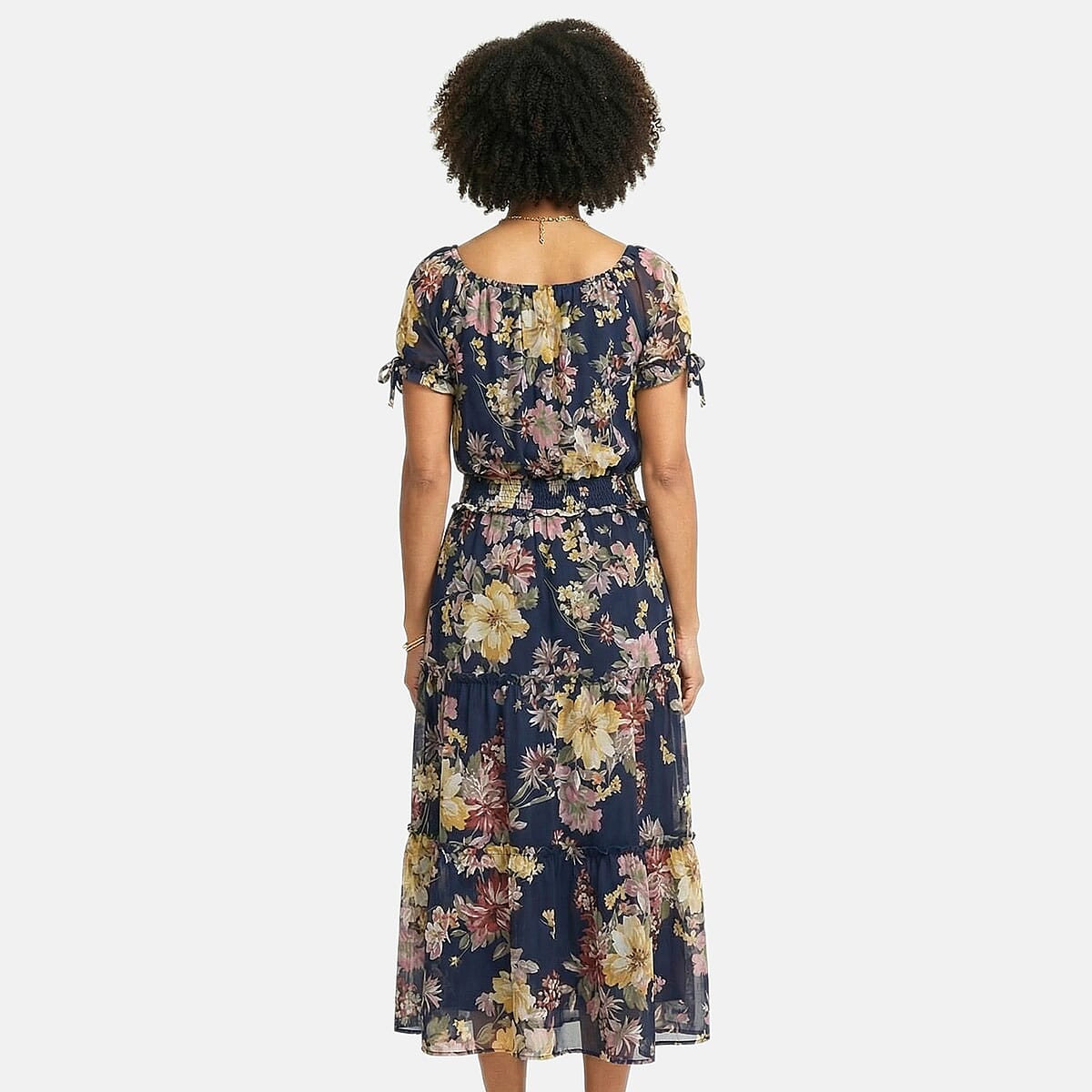 Joi De Vivre Navy Floral Mesh Midi Dress L image number 2