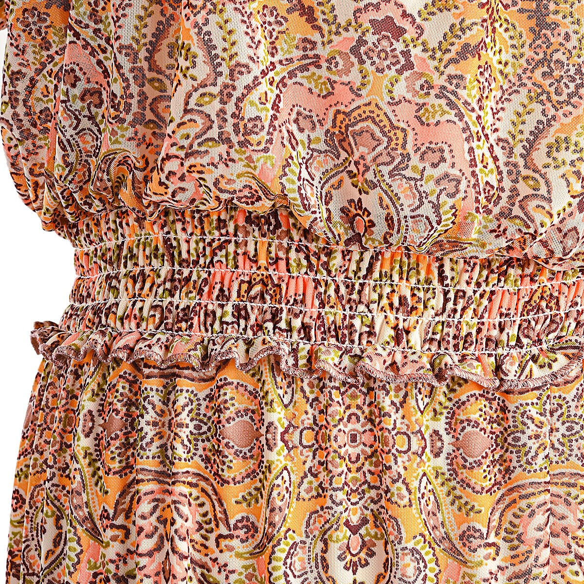 Joi De Vivre Gold Floral Mesh Midi Dress S image number 4