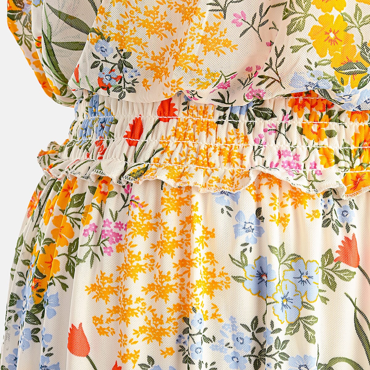 Joi De Vivre Ivory Floral Mesh Midi Dress M image number 4