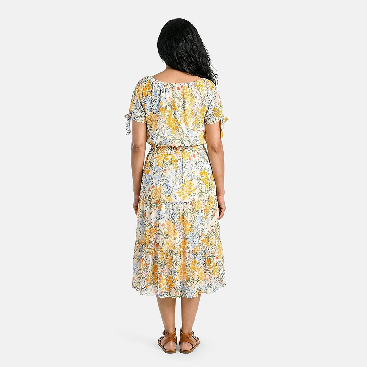 Joi De Vivre Ivory Floral Mesh Midi Dress XL image number 2